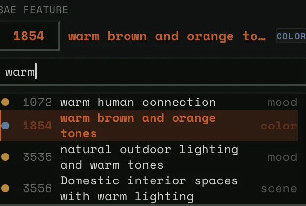 Feature picker — searching features