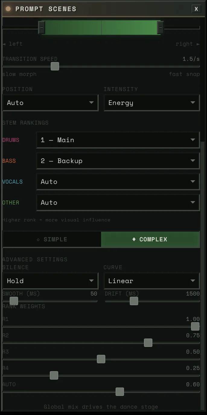 Destination panel — complex multi-element prompts