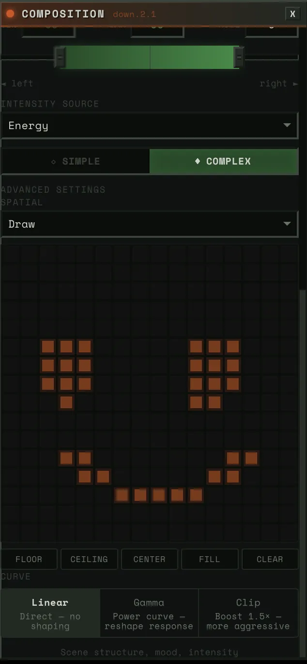 Spatial grid — hand-drawn mask painted onto the 16x16 grid